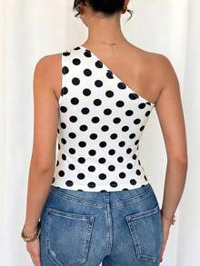 Blusa sin mangas negra y sexy con pliegues metálicos para mujer - Blanco 3 - Ver 6