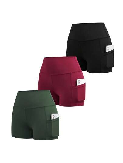 Powerista 女士运动短裤套装 3 件套组合 运动撞色滚边深V修身连体裤 板式运动服 运动健身房锻炼 瑜伽 普拉提 跑步 健身 日常休闲交叉露背连体裤 低冲击瑜伽工作室健身房室内外活动