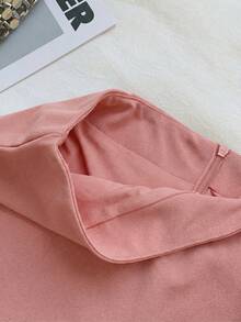 Comfortcana Women's Pink Side Slit Hem Short Bodycon Mini Skirt - Pink - View 3