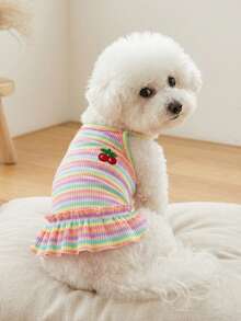 PETSIN 新款春季狗狗裙装、猫咪服装、可爱动物酷炫连衣裙、狗狗套装、新款春季裙子 - 彩色 - 查看 3