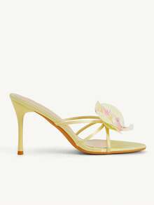 CUCCOO CHICEST Summer New Yellow Flower Thin Heel Pointed Fashion Women's High Heel Sandals Summer Shoes - Yellow - View 3