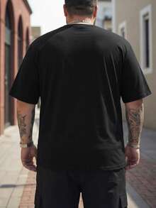 ResortEase Hombres talla grande Camiseta unicolor de cuello redondo - Negro - Ver 3