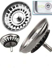 1pc Kitchen Sink Strainer Stopper, Stainless Steel Waste Plug Sink Filter, Bathroom Hair Catcher, Sink Strainer Filter, Floor Drain Kitchen Tools Kitchen Items Kitchen Accessories - Silver - View 1