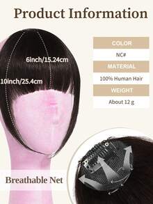 Clip In Hair Bangs Human Hair, NC# Natural Black Fringe With Temples, Natural Fake Bangs Extensions, Invisible & Easy To Install, Premium Real Hair, Perfect For Women Daily Wear And Face‑Shape Modification - Natural Black - View 2