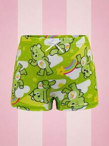SHEIN X Care Bears 4pcs Young Girl Lingerie Set, Pink & Green Camisole And Shorts, Cute Bear Collaboration Series - Multicolor - View 9