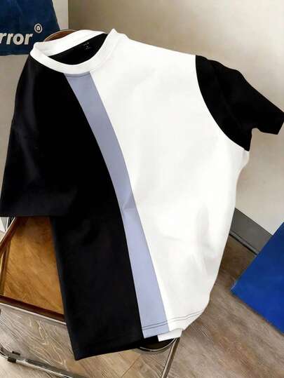 Manfinity Joysei 夏季大码男士休闲拼色拼接T恤