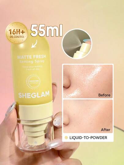 SHEGLAM 霧面清新定妝噴霧 超霧面液轉粉 持久定妝噴霧 控油不油膩定妝噴霧 夏季定妝噴霧 品牌 美容 化妝 化妝品 適合女性與女孩 完美搭配夏季春季 Y2K 時尚 流行 生日 母親節禮物 假期 派對準備就緒 最佳顏色