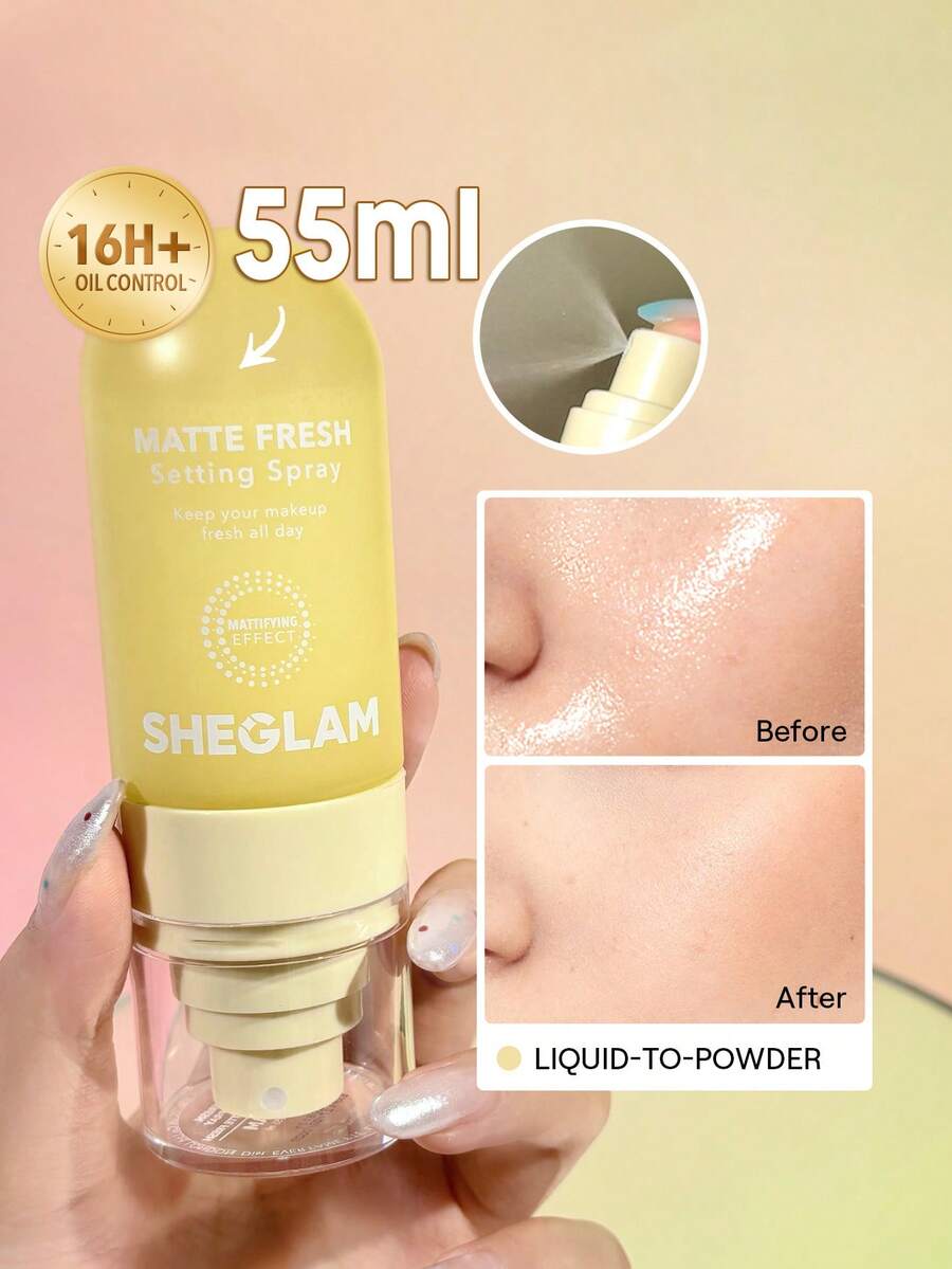 SHEGLAM Spray Fijador Matte Fresh Spray Fijador De Maquillaje LíQuido Ultra Mate En Polvo De Larga DuracióN Spray Fijador De Maquillaje No Graso Con Control De Grasa Spray Fijador De Maquillaje Para Navidad Invierno Verano Marca Belleza Maquillaje Maquullaje CosméTica Para Mujeres NiñAs Perfecto Para Invierno Primavera Verano Ideal Para Y2K Elegante Moda Adecuado Para CumpleañOs DíA De La Madre Regalo Fiesta Listo Mejor Color - Blanco - Ver 1