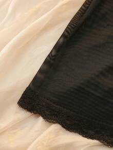 女士性感不对称露肩薄纱睡裙 - 黑色 - 查看 5