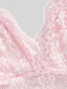 ROMWE Fairycore Top de encaje para mujer de verano, unicolor, sexy, con tirantes halter y descubierto en la espalda - Rosa - Ver 3