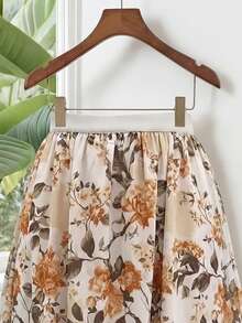 SHEIN Elenzya 女士花卉印花优雅度假中长裙 - 彩色 - 查看 3