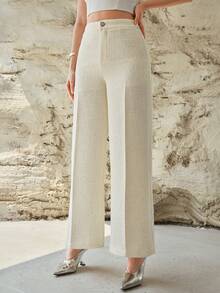 MOTF PREMIUM WOMEN'S TWEED SEAM FRONT SUIT PANTS - Beige - View 4