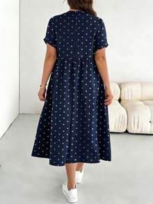 Vestido de talla con estampado de rayas azules - Azul marino - Ver 2