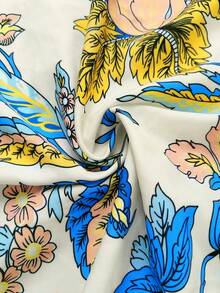 Linhara Plus Size Woven Printed Casual Resort Summer Women's Shirt - Yellow - View 5