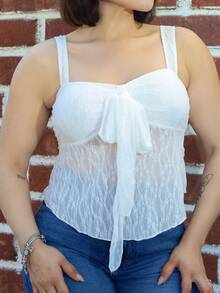 Lupita Cardoza Cropped Tube Top With Bowknot And Textured Print - White - View 3