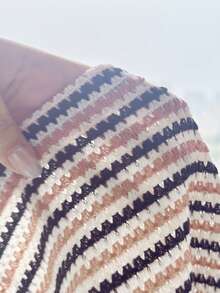 SHEIN Setelan Tank Top dan Celana Pendek Bergaris Kasual Longgar Minimalis Nyaman untuk Anak Perempuan Remaja - MultiWarna - View 4