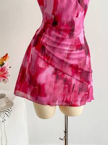 SHEIN WYWH Women's Tie-Dye Print Sexy Halter Mini Dress, Vacation,Summer Dresses For Women - Multicolor - View 6