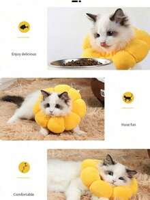 Cute Sunflower Shaped Pet Cone Collar - Bite Proof Elizabethan Collar For Dogs And Cats, Soft Comfy Recovery Collar Alternative, Adjustable Anti-Lick Cat Cone For , Funny Pet Head Cone Accessory - Yellow - View 4