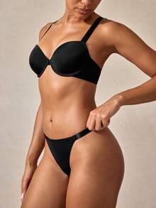 Veilyse Women Bra & Panty Sets Backless Santai-Sporty - Hitam - View 4