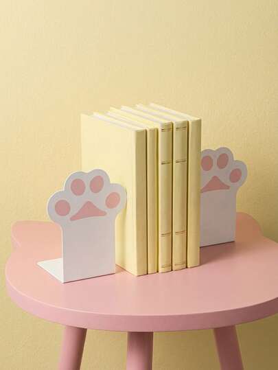 Joivida 2Pcs/4Pcs Cute Cat Claw Shaped Metal Bookends, Cartoon Book Supports For Student Desktop Organization