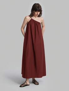 Ontre Đầm không tay kiểu dáng nghỉ dưỡng mùa xuân/hè 2026 mới dành cho nữ, có túi, chất liệu mềm mại và thoải mái, thời trang cho đi làm, công sở, tiệc trà, mặc hàng ngày, ngày Quốc khánh, trang phục công sở, đầm thường ngày, đầm đi nghỉ mát. - Màu Đỏ Sâu - Xem 6