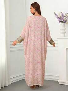 Al Najma Đầm thêu cổ vuông lãng mạn, thanh lịch dành cho mùa xuân/hè. - Hồng - Xem 2