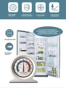 1Pc Stainless Steel Large Dial Refrigerator Thermometer, -20°C~20°C/-20°F~80°F, Battery Free, Non-Contact, Easy To Read Refrigerator And Freezer Temperature, Suitable For Refrigerators And Freezers - Multicolor - View 13
