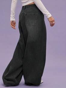 COUREZ Low Rise Baggy Balloon Fit Jeans In Grey Wash/Y2K Summer Clothes For Women Outfits Blue Oversized Festival Concert Spring - Grey - View 7