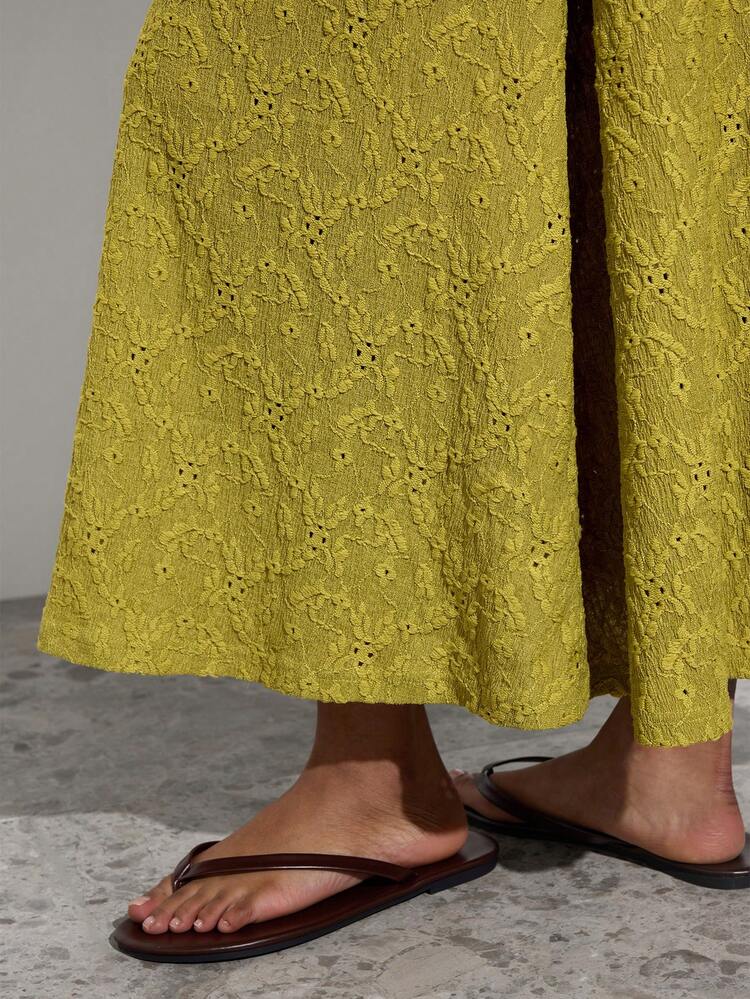 SHEIN Maija Women's Vacation Casual Solid Color Jacquard Dress,Summer Dresses For Women