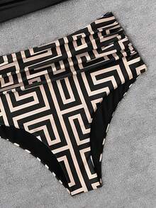 Swim Chiccia Women's Geometric Print Asymmetric Neck Bikini Set - Multicolor - View 5