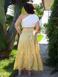 Lupita Cardoza Women's Boho Print Long Skirt, Casual Vacation Everyday Wear, Spring/Summer - Yellow - View 2