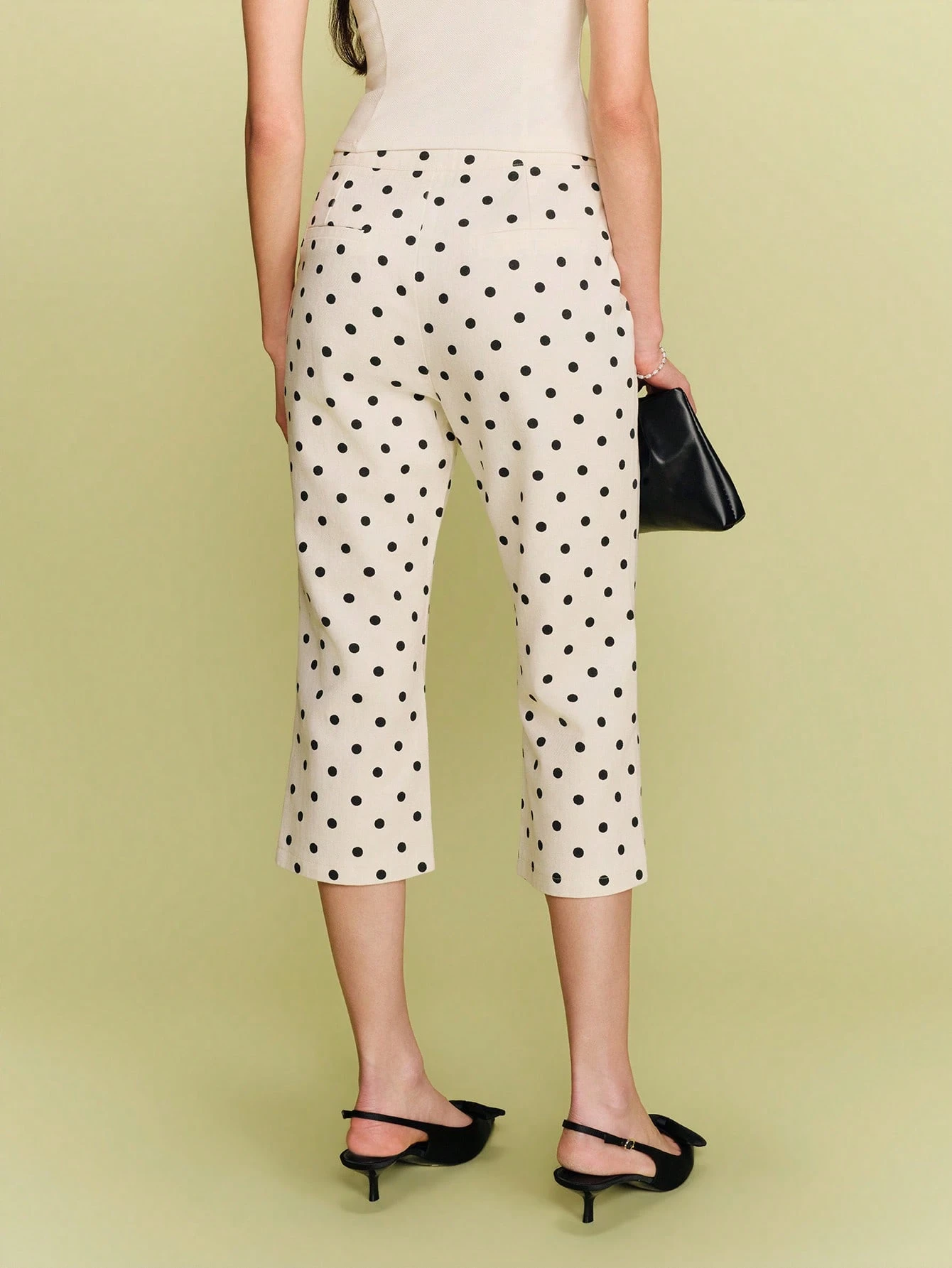 Black And White Polka Dot Print Tailored Trousers Vintage Cute Chic Pants Spring Summer French Style Parisian Style Pants Polkadot Pants Business Casual Cotton Pants