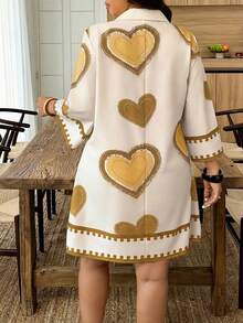 Weeklong Plus Size Heart Print Button Front Dress - Multicolor - View 2