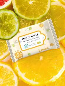 10PCS Lemon Packaging Mini Wet Wipes Portable Pack 10 Sheets Travel Size Disposable Face Cleaning Tissues For Party Date Picnic Camping Travel Use Cute Fruit Design - multicolor - View 2