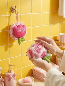Joivida 1Pc/2PCs Viral Large Bath Flower Ball, Cute Mesh Shower Pouf, Soft Exfoliating Loofah, Durable Non-Shedding Body Wash Sponge With Hanging Loop - one-size - View 1