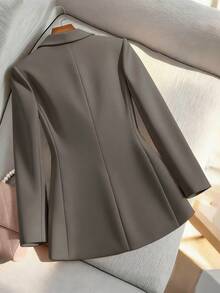 Lumivelle Women's Solid Color Minimalist Daily Wear Long Sleeve Blazer - Dark Grey - View 2