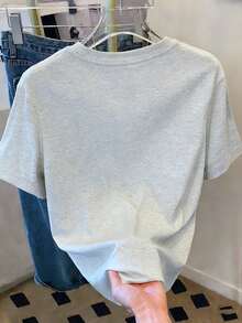 Resyla 女士休闲落肩圆领T恤，樱花刺绣T恤，樱花毛巾刺绣T恤，休闲舒适户外T恤，四季皆宜T恤，水果T恤 - 淺灰色 - 查看 2