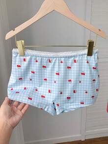 Comfortcana Pantaloni scurți casual cu imprimeu de cireșe în carouri pentru femei - Multicolor - Vizualizare 7