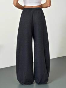 SHEIN Tall 2025秋冬新款条纹运动裤，松紧腰，锥形裤腿，优雅都市风，适合万圣节、约会、派对、旅行、圣诞节、婚礼宾客、生日、商务休闲、办公室等场合，是秋季女装的理想之选。 - 灰色 - 查看 3