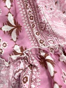 Selianne Chân váy maxi xếp tầng bồng bềnh màu hồng họa tiết paisley phong cách boho mùa hè dành cho nữ, cạp cao co giãn, thích hợp cho kỳ nghỉ, đi biển, lễ hội và tiệc tùng. - Hồng - Xem 5