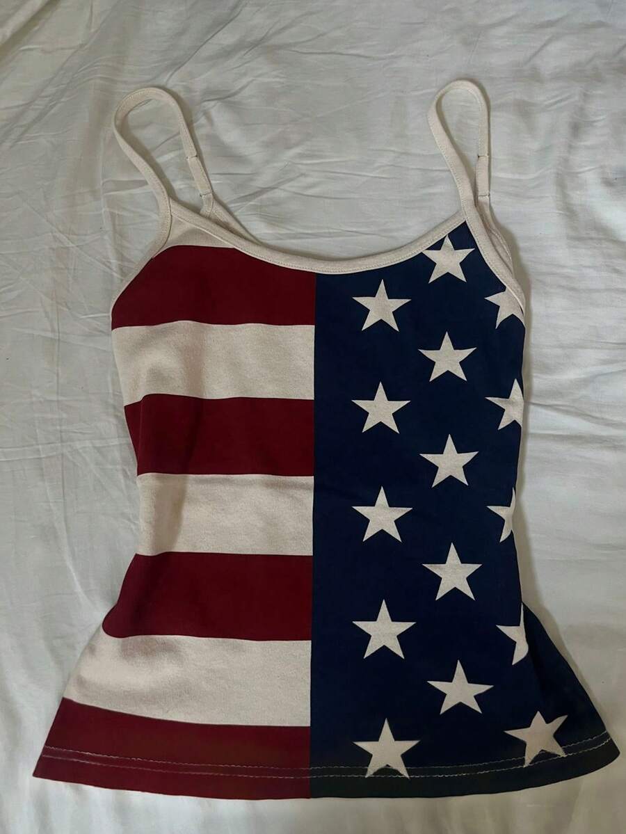 IslaSuriya Women's Summer American Independence Day National Flag Print Camisole - Multicolor - View 1
