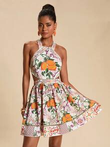Travachic Vestido de Férias com Estampa Tropical Feminino, Looks de Férias de Verão, Vestidos Elegantes para Festa, Vestidos de Luxo para Casamentos, Vestido de Formatura, Vestido de Cerimônia, Vestido de Madrinha, Vestido de Praia de Férias, Vestido de Verão, Férias Tropicais, Looks Boêmios, Looks de Ibiza, Estilo Ocidental - Multicolorido - Visão 1