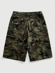 ROMWE MEN Street Life Quần short denim nam kiểu dáng rằn ri, cạp chéo. - Màu xanh lam - Xem 2
