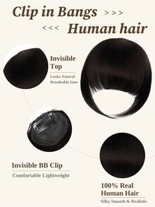 Clip In Hair Bangs Human Hair, NC# Natural Black Fringe With Temples, Natural Fake Bangs Extensions, Invisible & Easy To Install, Premium Real Hair, Perfect For Women Daily Wear And Face‑Shape Modification - Natural Black - View 3