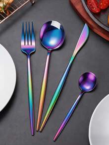 Bộ dao nĩa ăn kiểu phương Tây bằng thép không gỉ 24 món dùng trong khách sạn, bao gồm dao, nĩa, thìa và thìa trà, thích hợp làm quà tặng nhà bếp dịp Giáng sinh. - Nhiều màu - Xem 5