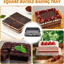 1PC Carbon Steel Non Stick Square Baking Tray-Non Stick Rectangular Baking Mold,Equipped With Detachable Chassis And Leak Proof Buckle,Suitable For Making Cheesecake,Bread,Cake Molds, Dessert Molds For Christmas,Birthdays,Weddings And Other Occasions - Multicolor - View 10