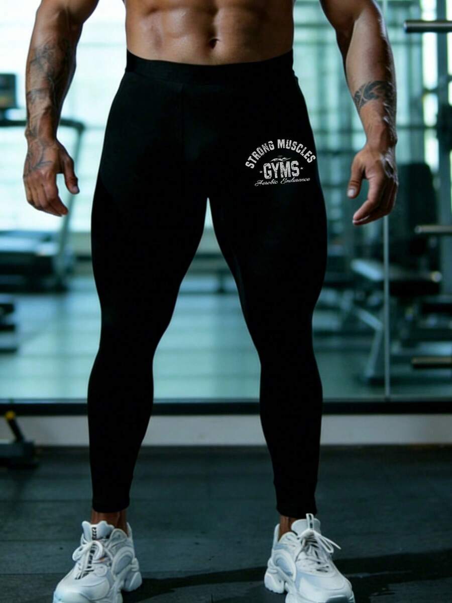 GymBeat Men Sports Tights - Black - View 1