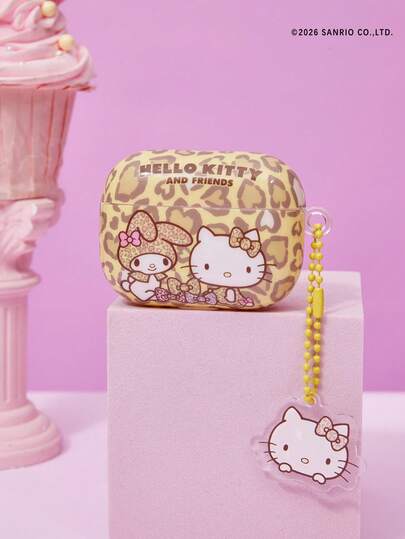 HELLO KITTY AND FRIENDS | Joivida Leopard Print Earbud Case With Acrylic Charm, Shockproof Protective Cover For AirPods Pro