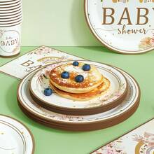 彩虹宝宝与鲜花一次性餐盘、餐巾纸和杯子，派对用品套装，可供 24 人使用，一次性纸质派对餐具，适合生日、婚礼、主题派对、家庭野餐。 - 查看 4