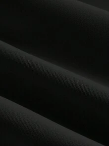 SHEIN 少女优雅时尚通勤黑色垂褶领连衣裙，配腰带 - 黑色 - 查看 4